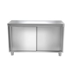 Виробничий стіл-тумба PREMIUM з нержавіючої сталі - 1200x700 мм - з розсувними дверима без бортика