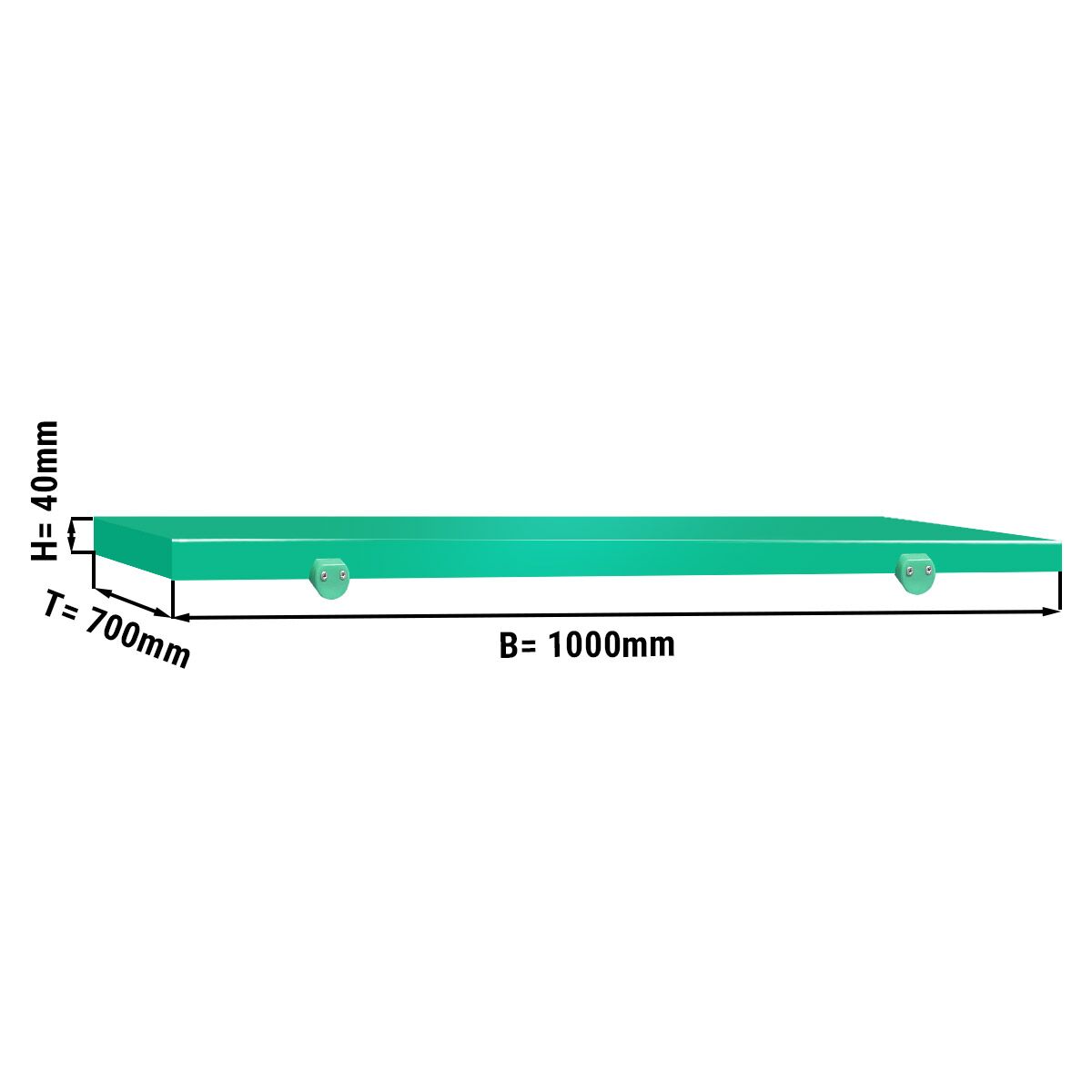 Planche à découper pour table de travail - 1000x700 mm - Conforme HACCP - Verte