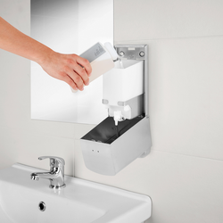 AIR-WOLF | Zeep & desinfectie dispenser met drukknop - 800ml - Roestvrij staal