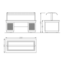 Буфетная Станция DUBLIN - 2000мм - с Водяной  баней  (Bain-marie) - для 5x GN 1/1