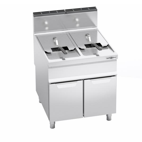 Dubbele gasfriteuse - 20+20 liter - 35 kW - indirect verwarmd - mechanische bediening - met aftapkraan