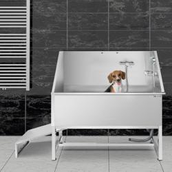 Dog Bath - with Ramp, Taps and Mixers & perforated stainless steel base