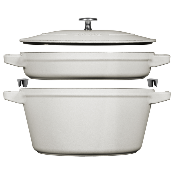 STAUB | STACKABLE SET - طقم طناجر طبخ - قطعتين - قطر 240 مم - حديد زهر - أبيض الكمأ