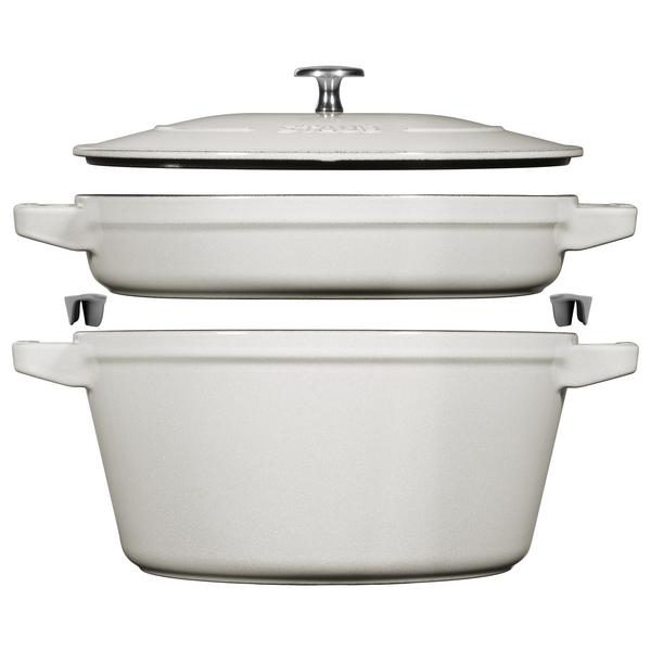 STAUB | STACKABLE SET – Set de marmites – 2 pièces – Ø 240 mm – Fonte – Truffe blanche
