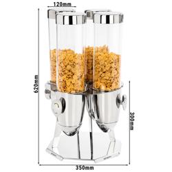 Dispensador quádruplo de cereais profissional - ROTATION - rotativo - Ø120mm - 4 recipientes em plástico alimentar - 4x3,6L - base em aço inoxidável