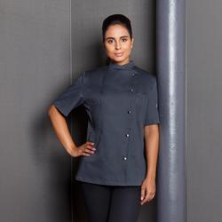 KARLOWSKY | Ladies Chef Jacket Greta – Anthracite - Size 50 - Short Sleeve - Press-Stud Fastening