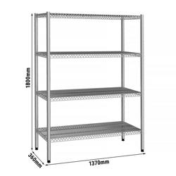 Raft din oțel inoxidabil - 1,4 x 0,4 m - cu 4 rafturi din sârmă (FIX)