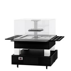 Banco per Buffet | Buffet freddo per insalate DUBLIN - 1600 mm - con alzata in vetro dritta - per 4x GN 1/1 - Nero