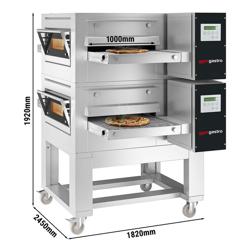 (2 stuks) Elektrische doorloop oven - 1850x2450mm - Digitaal - Bandbreedte: 1000mm - incl. onderstel