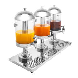 Dozator pentru sucuri - 3x 7,5 litri - oțel inoxidabil - incl. tavă de scurgere, tijă de răcire & capac
