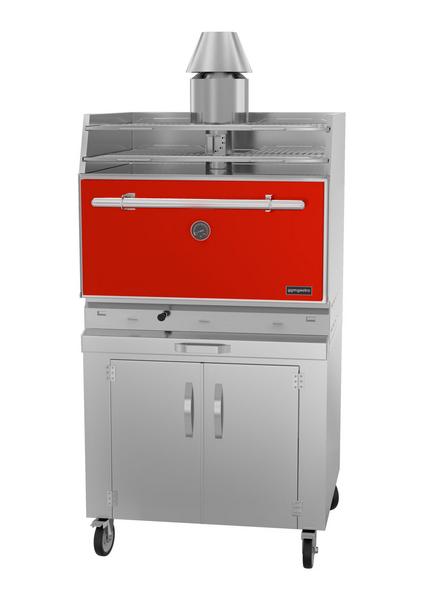 Charcoal Oven - 920mm - with cabinet base - Red