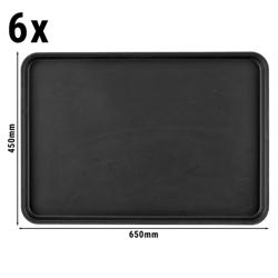 (6 pieces) CAMBRO | CAMTREAD® Non‑Slip Serving Tray – Black Fibreglass – Rectangular 650 x 450 mm – 27 mm high