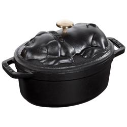STAUB | LA COCOTTE - Kookpot - Varkensdeksel - Ovaal - 170mm - Gietijzer - Zwart