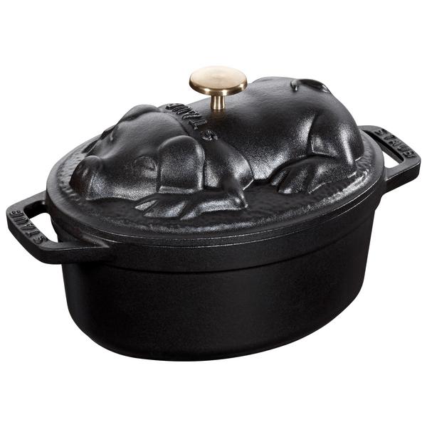 STAUB | LA COCOTTE - Kookpot - Varkensdeksel - Ovaal - 170mm - Gietijzer - Zwart