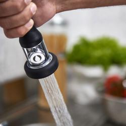 Enkel gat voorspoeldouche 6000 PREMIUM PLUS - met 1-gats monobloc, wandmontage, mengkraan (warm/koud), zwanenhals, sproeier/handdouche, G1/2 & G3/4, schakelaar voor continu waterloop - 590mm