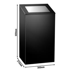 Commercial Waste bin - Push-top bin - 38L - 600(H)x300(W)x215(D)mm - Black - Stainless steel