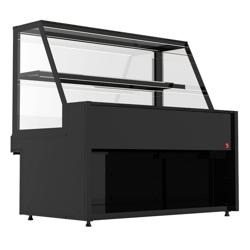 Broodvitrine TORONTO - 1800x800mm - kleur zwart - met 1 legborden - zwart granieten werkblad