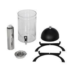 Juice Dispenser - polycarbonate tank with tap on black powder-coated stainless-steel base - 7 Litres - Black - incl. drip tray