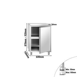 Edelstahl Arbeitsschrank PREMIUM - 600x700mm - mit Flügeltür ohne Aufkantung