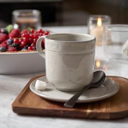 STAUB | Dining Line Ceramic Mug – 350 ml - Ergonomic Handle - White Truffle