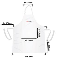 (5 pieces) Bistro Waist Apron – White - 84x67 cm - 65% Polyester - With GGM Gastro Logo - CE Marked - Ironable