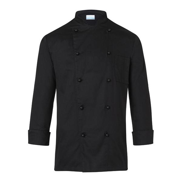 KARLOWSKY | Basic Double-Breasted Chef Jacket with Stud Buttons – Black - Size XS - 100% Cotton