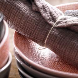 (6 pcs) CUBICAL | Plate - flat - Stoneware - Ø160mm - Pink