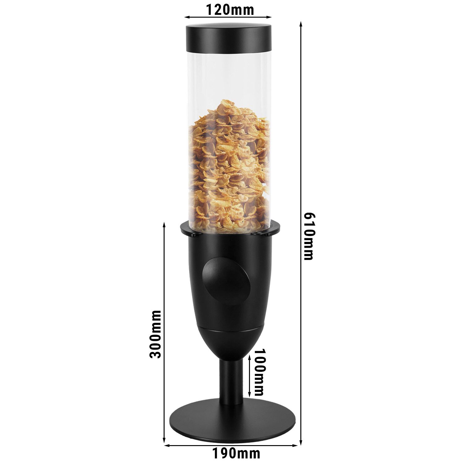 Distributeur de céréales - Ø 120 mm - Noir - distribution rotative