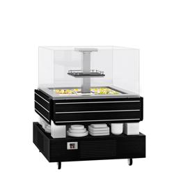 Bar à salades / buffet froid DUBLIN - 1600 mm - avec vitrine en verre droite - pour 4x GN 1/1 - Noir