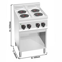 Cucina elettrica professionale - LORENZO 600 - 600x600x1020mm - 8,0 kW - 4 piastre tonde - su vano aperto