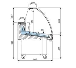 Mostrador para pescado - 1,64 x 0,9 m