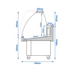 Commercial Refrigerated Fish Serve Over Counter PREMIUM - 1955 mm - Static - -1°C to +1°C - 1090 W
