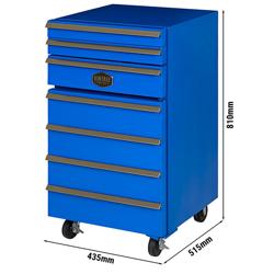 GASTRO-COOL | Armoire réfrigérée positive en acier inoxydable « Werkstattwagen » - 50 L - avec 1 porte - Roulettes - Bleue