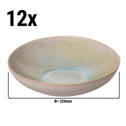 (12 pcs) LIGHT BLUE SEA | Deep Plate - Stoneware - Ø220mm - Blue