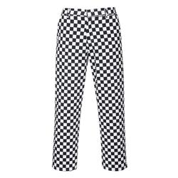 Unisex Chef Trousers – Black/White Chessboard - Size S - 3 Pockets - Half-Elastic Back