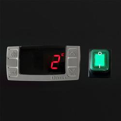  Saladette / Chladicí stůl na pizzu PREMIUM - 0,9 x 0,7 m - se 2 dveřmi & obkladovým panelem 