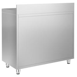 Table armoire en acier inoxydable - 1200x600mm - avec portes battantes - avec dosseret - pour cafetière à filtre (machine à café) - avec 2 tiroirs