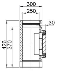 Čisticí vsuvka do potrubí - s boxem - z nerezové oceli - délka: 426 mm - pro Ø 250 mm
