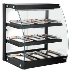 Vitrina calefactora - 650mm - con 3 estantes - negro