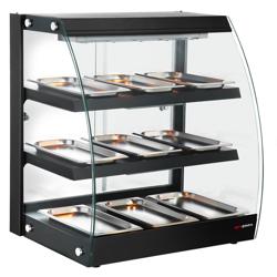 Vitrina za čuvanje topline - 650mm - Sa 3 police - Crna boja