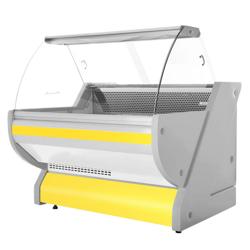 Serve Over Counter - 1325x1150mm - curved glass - granite worktop - yellow front - capacity 260 litres