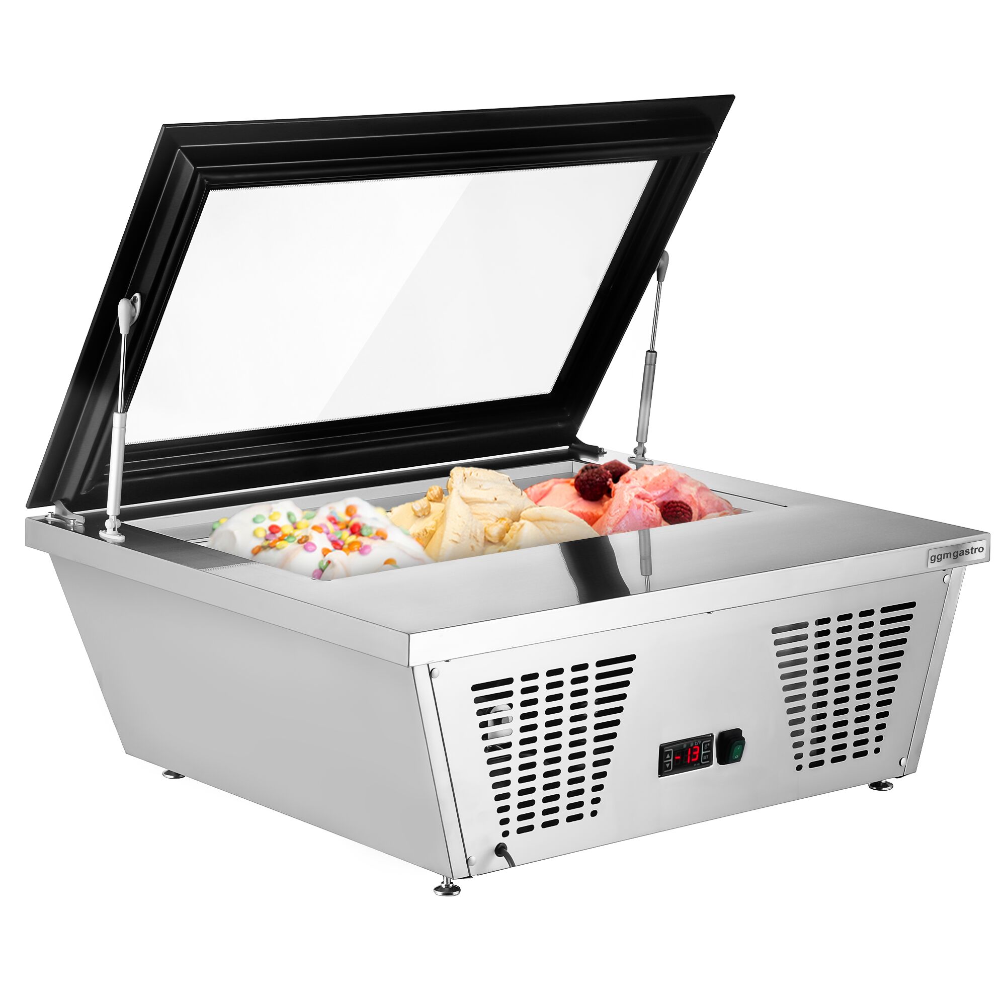 Vitrina de helados de sobremesa - tapa recta - para 4 recipientes de helado de 5 litros