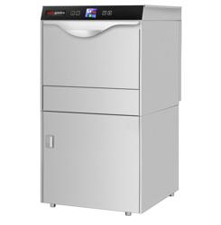 Lave-vaisselle professionnel - Panier 50x50cm - Commandes électroniques - 6kW - avec pompe de vidange + pompes doseuses détergent et liquide de rinçage