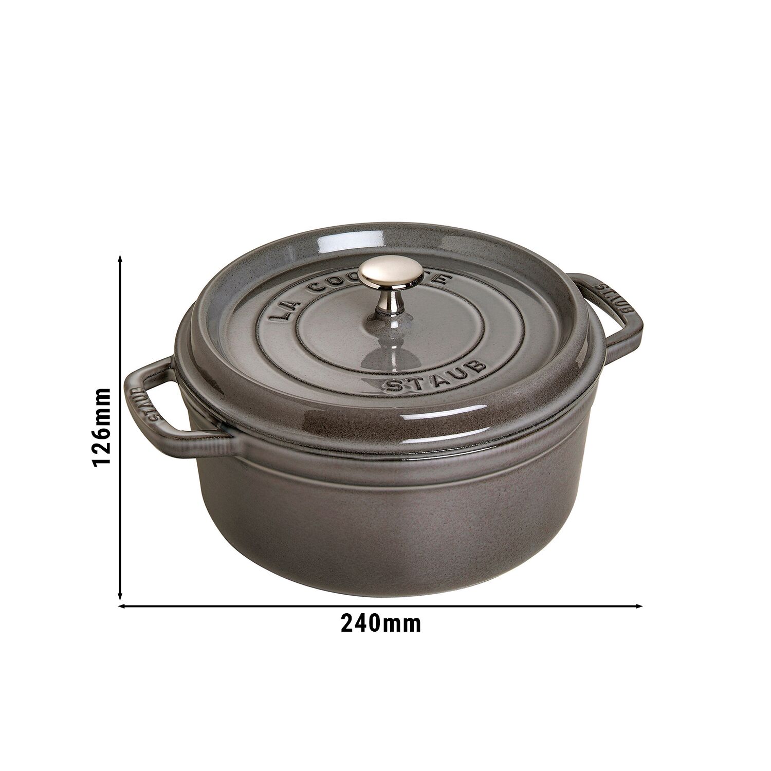 STAUB | Cocotte Round Enamelled Cast Iron Casserole Dish – Ø 180 mm – Graphite Grey