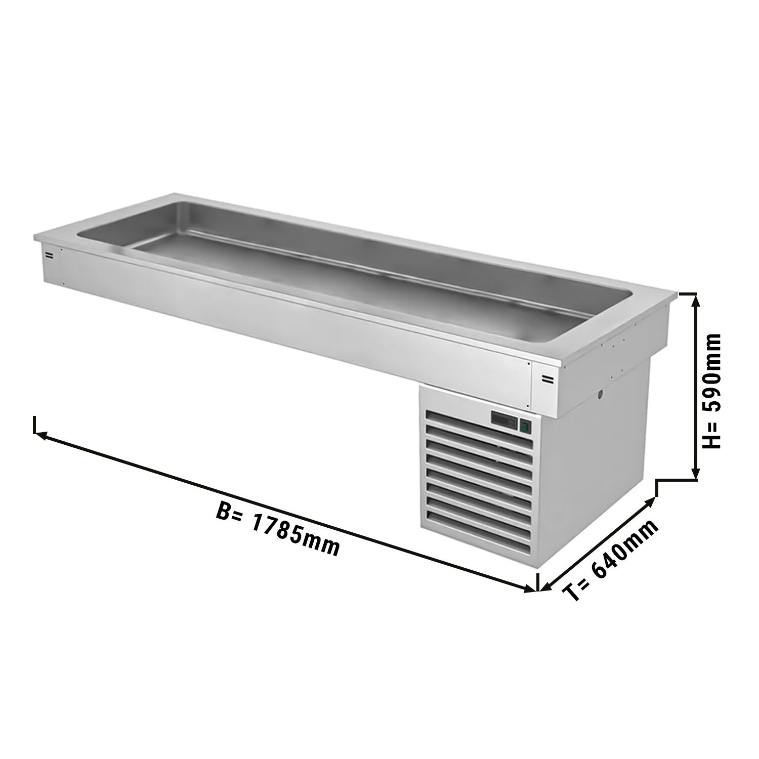 Cuve réfrigérée encastrable Drop-In - 1785mm - +2 à +8°C - 5x GN 1/1 - 410W