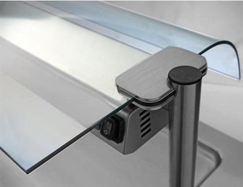 Pare haleine en verre unilatéral pour comptoir encastrable - avec surface de rangement - 1460x640x380mm - pour BA156, WA156, KA156, PA156 & EA156