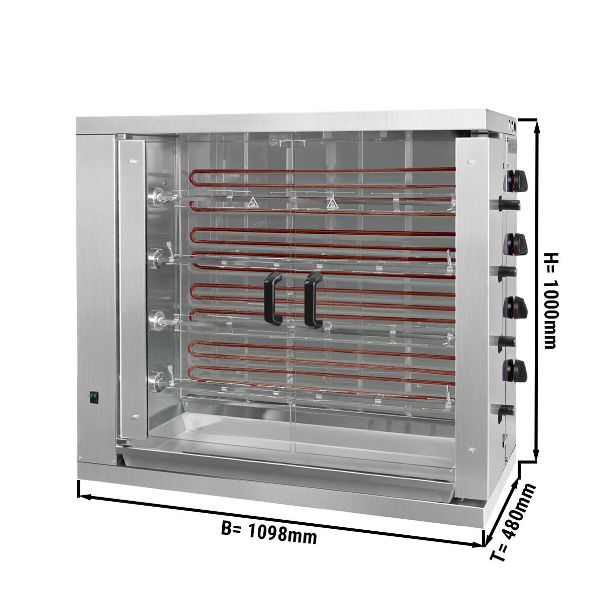 Commercial Electric Chicken Rotisserie Oven - 19.2kW - with 4 Skewers for up to 24 chickens
