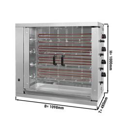 Elektro Hähnchengrill - 19,2 kW - mit 4 Spießen für bis zu 24 Hähnchen
