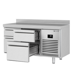 Koelwerkbank Premium PLUS - 1468x600mm - met 4 laden & met achterwand