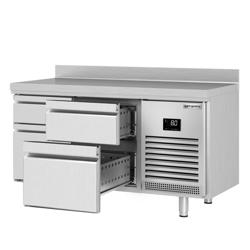Koelwerkbank PREMIUM PLUS - 1468x600mm - 4 lades - met spatrand - digitale thermostaat - 250 liter